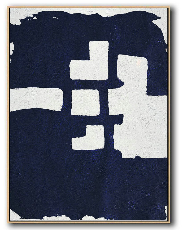 Buy Hand Painted Navy Blue Abstract Painting Online,Abstract Painting Modern Art #S8E9